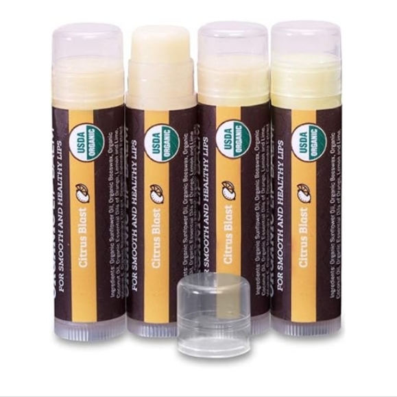 4 Pack Organic Best Lip Balm Repair Chapstick for Dry Cracked Lips Citrus Blast - Picture 7 of 7